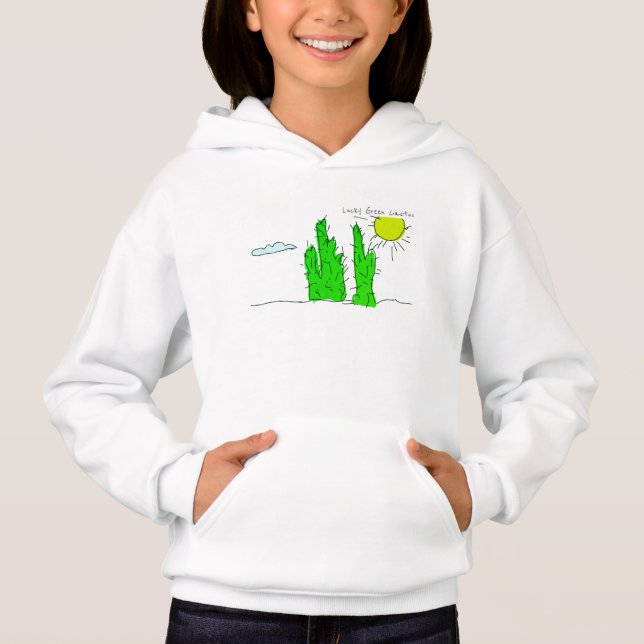Lucky Green Cactus Doodle Funky Hoodie (Anverso)