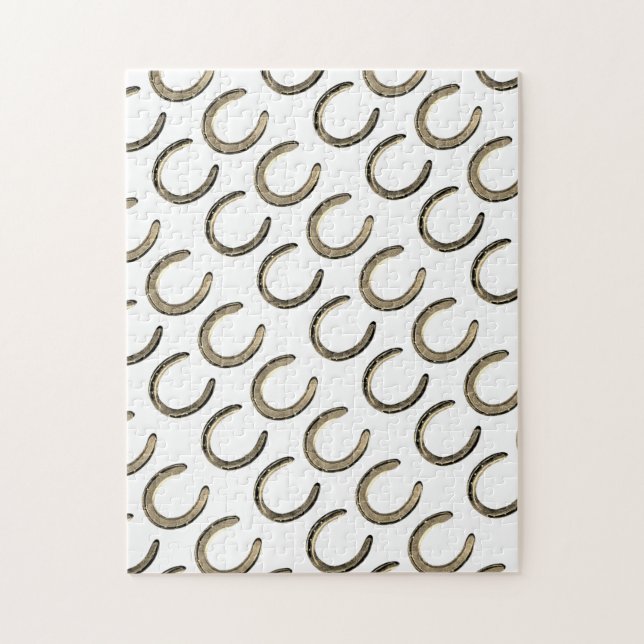 Lucky Horseshoes on White Jigsaw Puzzle (Vertical)