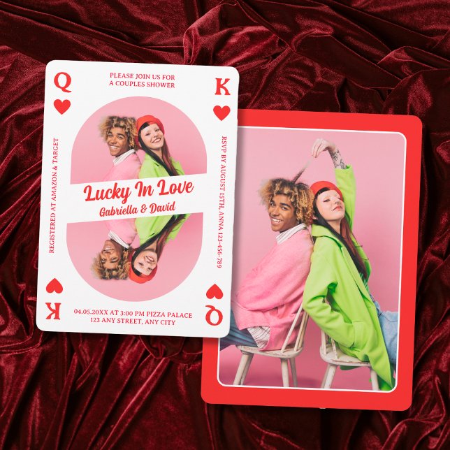 Lucky In Love Jugando Tarjeta Fotográfica Parejas  (Lucky In Love Playing Card Photo Couples Shower)