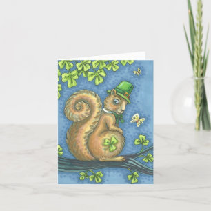 LUCKY IRISH LEPRECHAUN SQUIRREL TARJETA DE NOTA EN