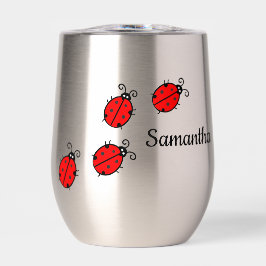 Lucky Ladybugs Diseñar Tumbler de Vino Termal
