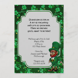 Lucky Leprechaun en la invitación de la fiesta Sha