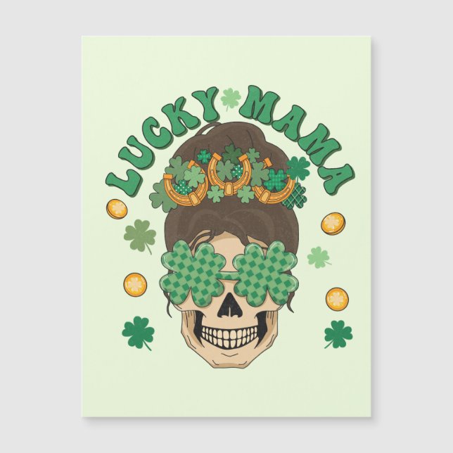 Lucky Mama Skeleton con Clovers y Horseshoes (Anverso)