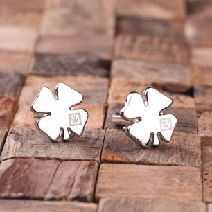 Lucky Modern Monograma Shamrock Silver Cufflinks