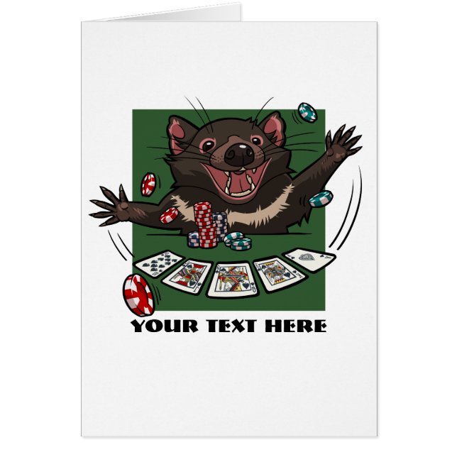 Lucky Tasmanian Devil Royal Flush Poker Personaliz (Frente)
