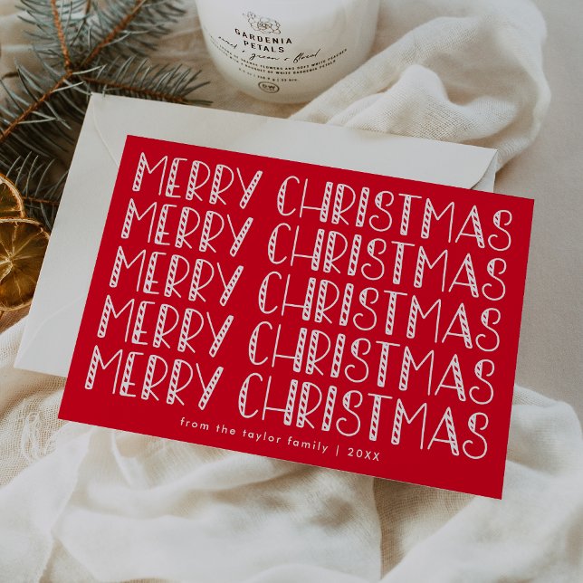 LUCY Bright Red Cute Fun Family Feliz Navidad (LUCY Bright Red Cute Fun Family Merry Christmas Holiday Card)