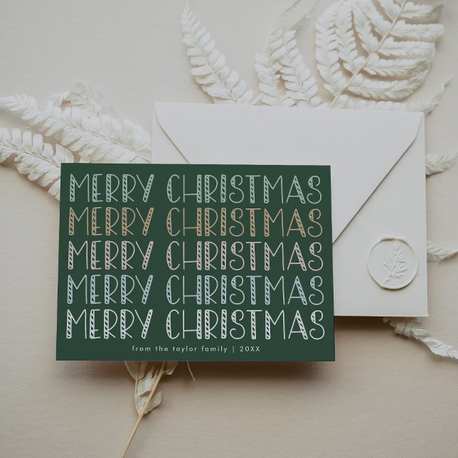 LUCY Dark Green Cute Fun Family Feliz Navidad (LUCY Dark Green Cute Fun Family Merry Christmas Holiday Card)