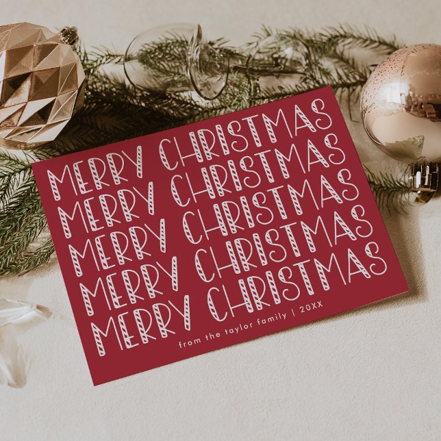 LUCY Dark Red Cute Fun Family Feliz Navidad (LUCY Dark Red Cute Fun Family Merry Christmas Holiday Card)