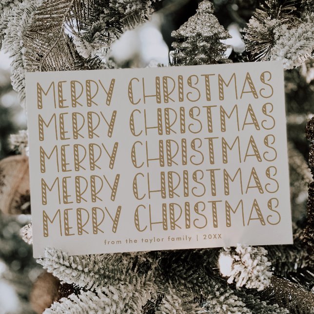 LUCY Gold Cute Fun Family Feliz Navidad (LUCY Gold Cute Fun Family Merry Christmas Holiday Card)