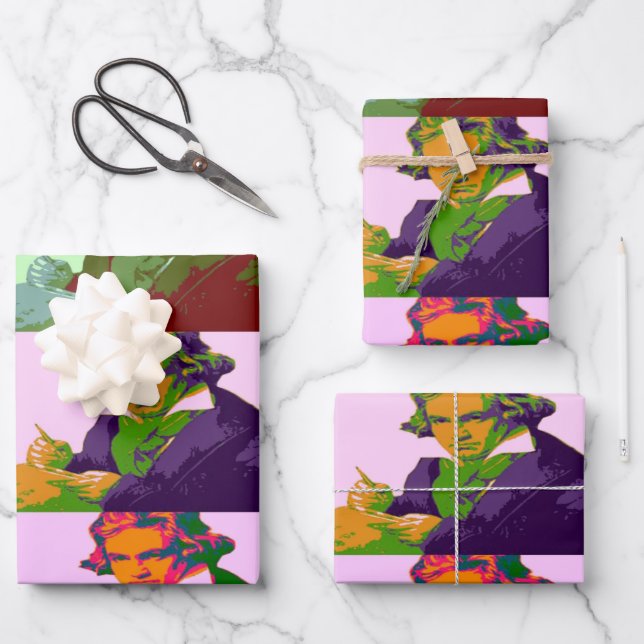 Ludwig Van Beethoven Pop Art Envoltura Hojas de Pa (Anverso)