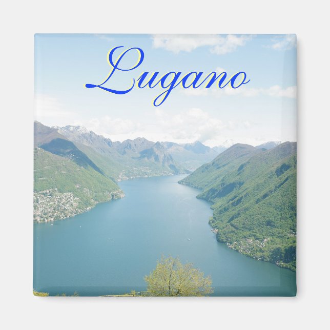 Lugano, Suiza, imán cuadrado (Frente)