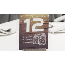 Lugar de asiento boda Número de mesa Mason Jar Lig
