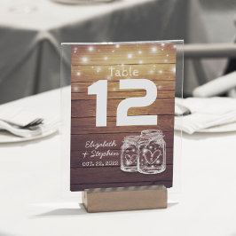 Lugar de asiento boda Número de mesa Mason Jar Lig