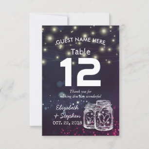 Lugar de asiento boda Número de mesa Mason Jar Lig