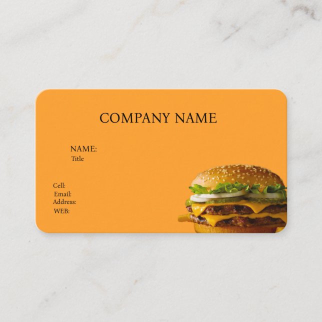 LUGAR DE BURGER DE LA TARJETA DE EMPRESAS DE PLANT (Anverso)