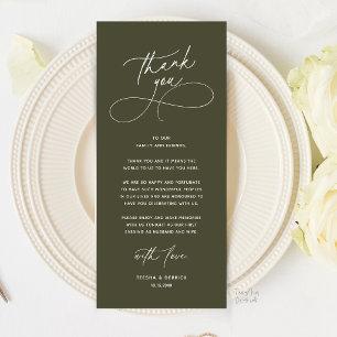 Lugar de Cena de Boda Romántica Tarjeta de Agradec