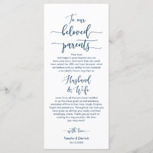 Lugar de cena, Gracias Azul Marina, Tarjeta