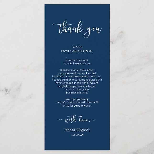 Lugar De Cena Gracias, Azul Marina, Tarjetas (Anverso)