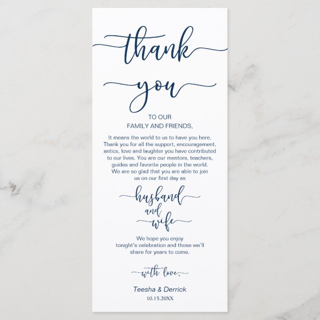 Lugar De Cena Gracias, Azul Marina, Tarjetas (Anverso)