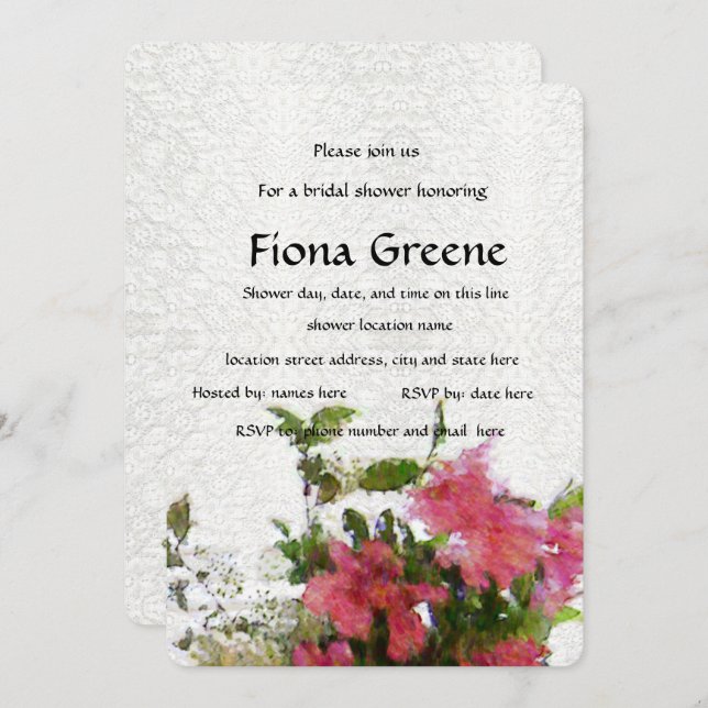 Lugar de invitación a la ducha de novia del amor R (Anverso / Reverso)