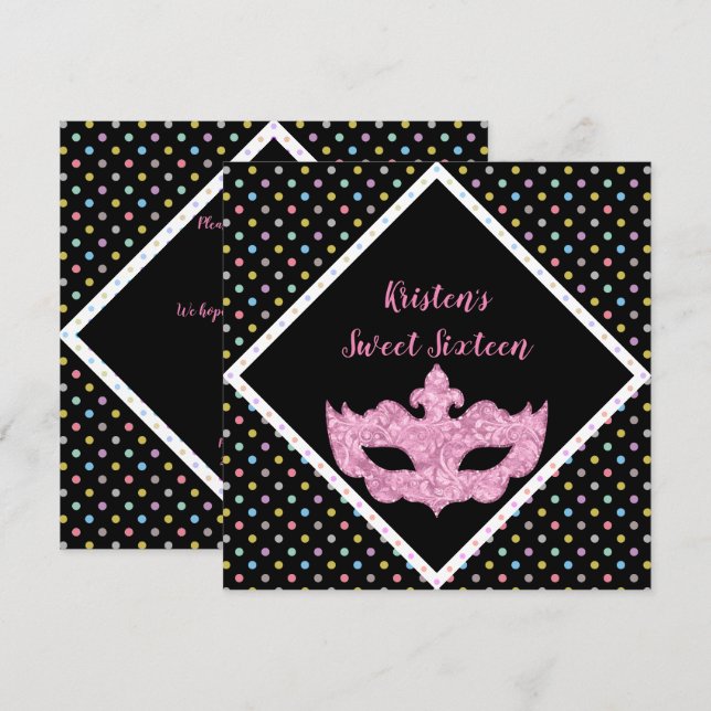 LUGAR DE INVITACIÓN MESQUERADE SWEET SESENTA (Anverso / Reverso)