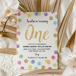 Lugar del arcoiris Primer cumpleaños Invitación pu