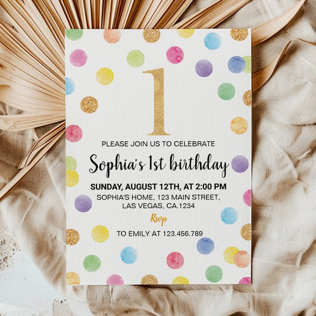 Lugar del arcoiris Primer cumpleaños Invitación pu (Subido por el creador)