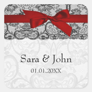 Lugar falso y cinta roja, sellos para sobres negro