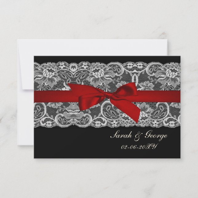 Lugar falso y rojo de cinta, negro 3,5 x 5 rsvp (Anverso)