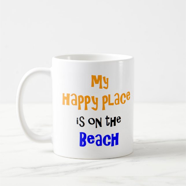 lugar feliz en la taza de café de la playa (Izquierda)