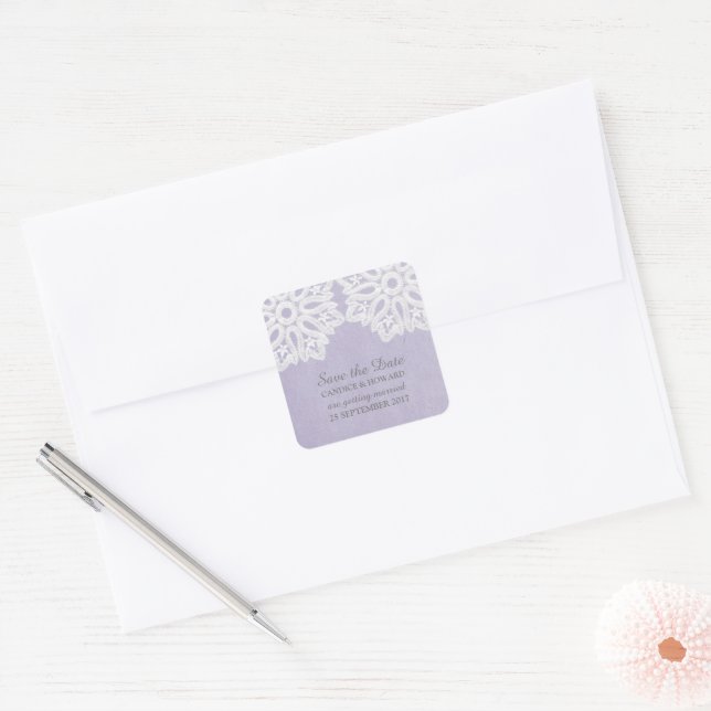 Lugar Purple Elegant Save the Date Pegatinas (Sobre)