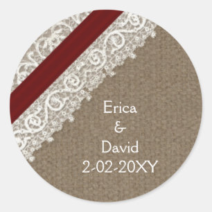 Lugar rojo FAUX y burlap , sellos bodas