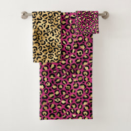 Lugares de leopardo de papel de aluminio rosa y do