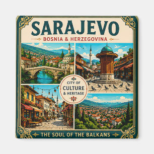 🧲 Lugares emblemáticos de Sarajevo Imán de nevera