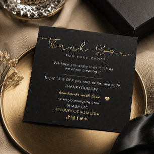 Lujo Agradecimiento Elegante Negro y Dorado