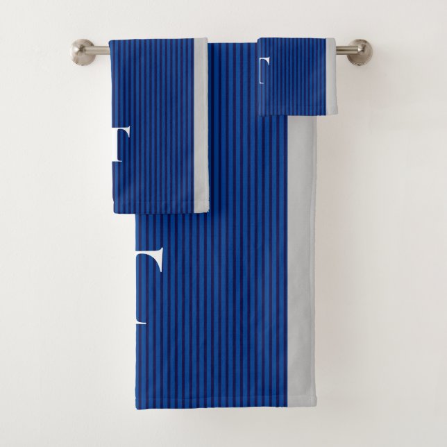 Lujo Azul Rayado Monograma Niño  (In situ)