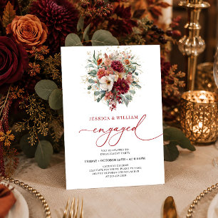 Lujo Burgundy Gold Eucalipto Otoño invitación de c