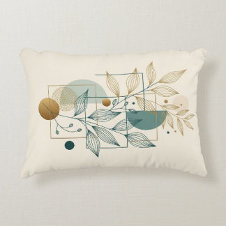Lujo crema y oro almohada de arte botánico