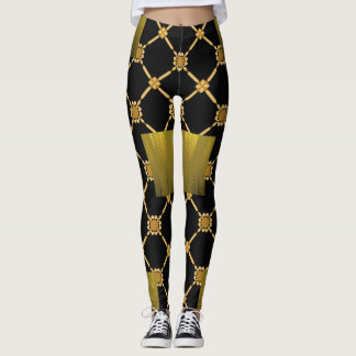 Lujo dorado: Leggings de elegancia negra