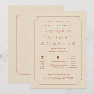 Lujo Elegante Invitación de Aqeeqah para Bebé Niña