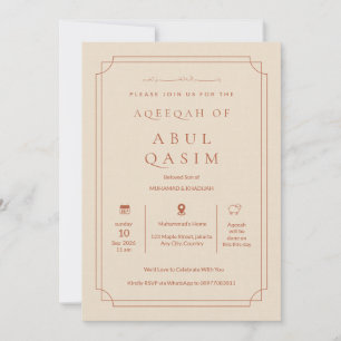 Lujo Elegante Invitación Islámica Aqeeqah Niño Bei
