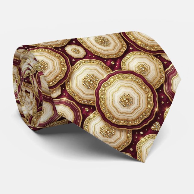Lujo falsa seda | Corbata de cuello de geoda de bu (Enrollado)