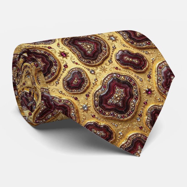 Lujo falsa seda | Corbata de cuello de geoda de bu (Enrollado)
