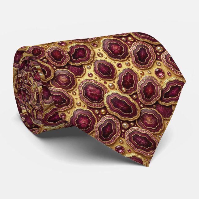 Lujo falsa seda | Corbata de cuello de geoda de bu (Enrollado)