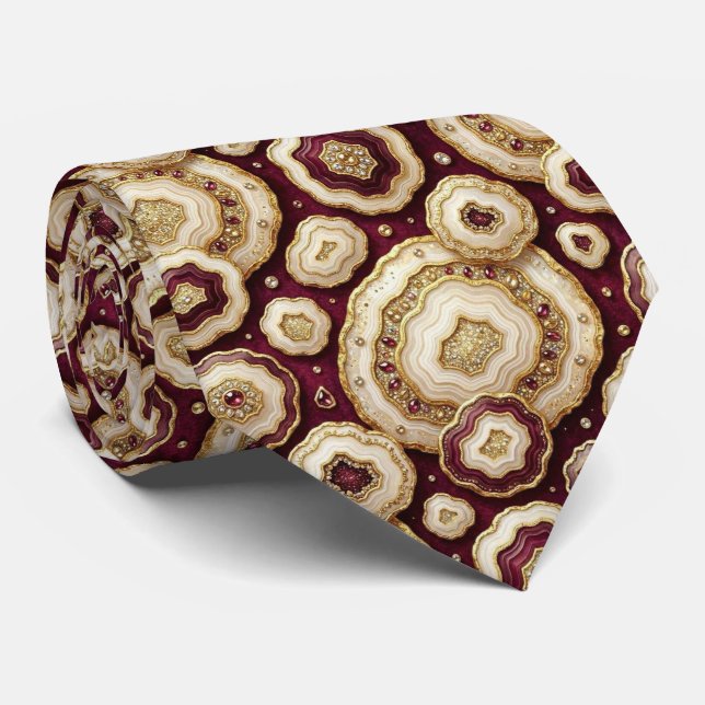 Lujo falsa seda | Corbata de cuello de geoda de bu (Enrollado)
