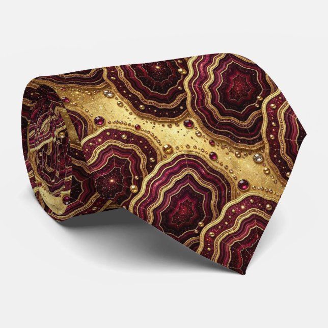 Lujo falsa seda | Corbata de cuello de geoda de bu (Enrollado)