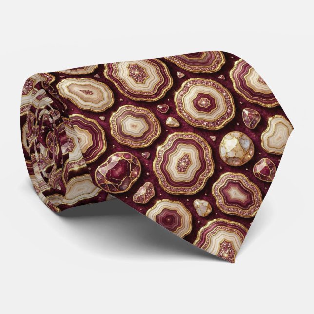 Lujo falsa seda | Corbata de cuello de geoda de bu (Enrollado)