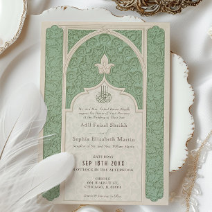 Lujo Invitación de Boda Islámica en Verde Sage con