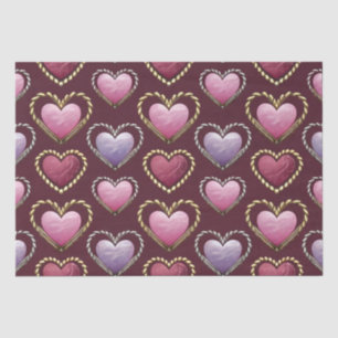 Lujo juego de papel de tejidos de los corazones ro