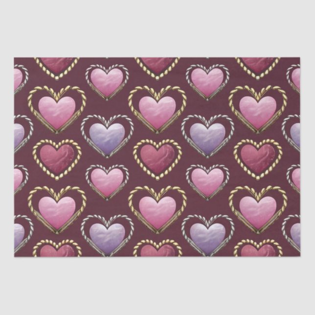 Lujo juego de papel de tejidos de los corazones ro (Anverso)
